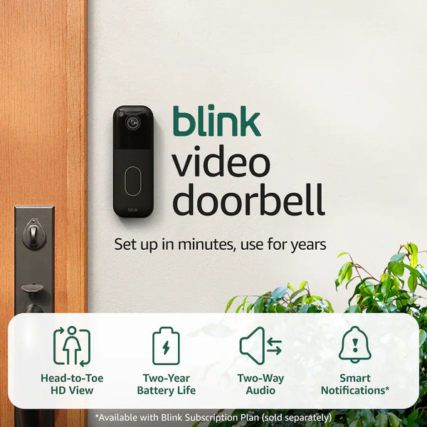 Blink Video Doorbell System Gen 2 Black - Head-to-toe HD view
