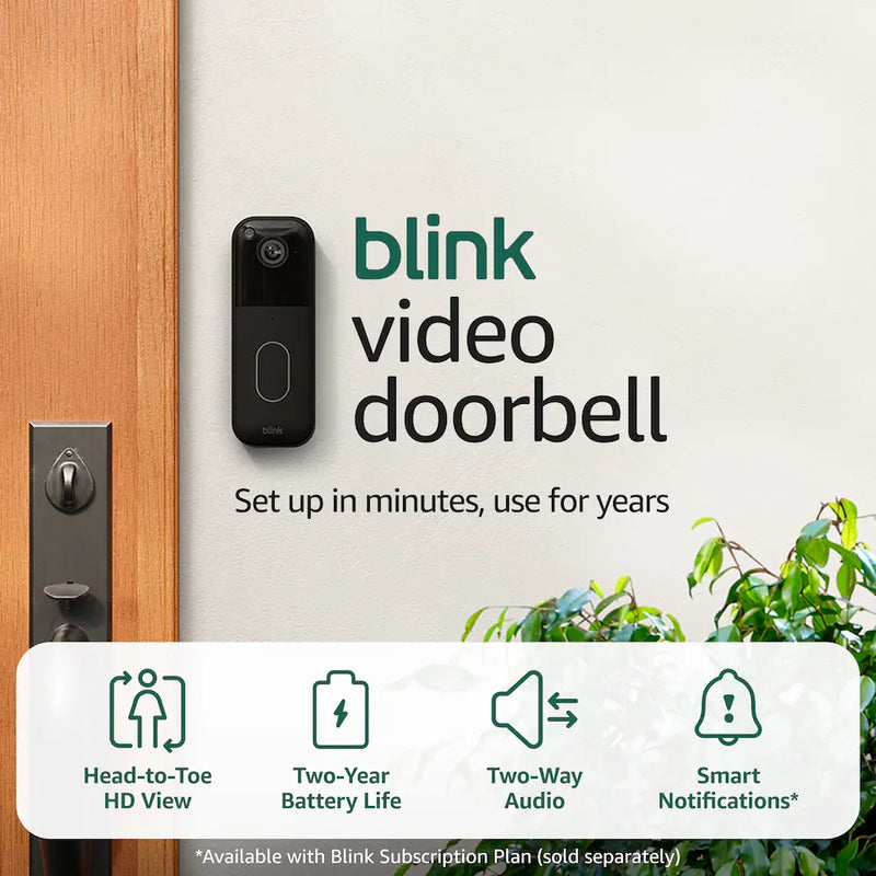 Blink Video Doorbell System Gen 2 Black - Head-to-toe HD view