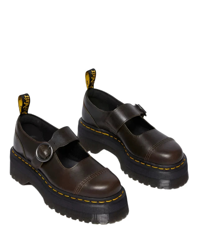 Dr. Martens Womens Addina Orleans Leather Platform Shoes