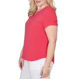 Alfred Dunner Womens Solid Rolled Short Sleeve T-Shirt