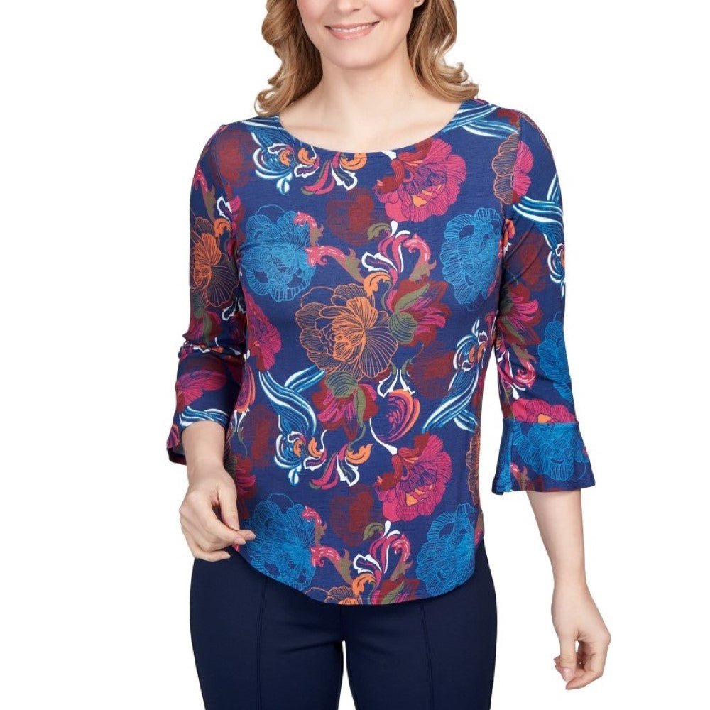 Ruby Rd. Womens Floral 3/4 Sleeve Top