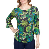 Ruby Rd. Womens Floral 3/4 Sleeve Top
