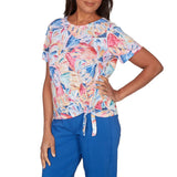 Alfred Dunner Womens Butterfly Wing Tie Front Short Sleeve T-Shirt