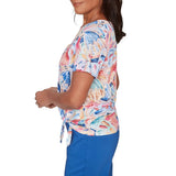 Alfred Dunner Womens Butterfly Wing Tie Front Short Sleeve T-Shirt
