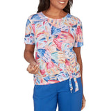Alfred Dunner Womens Butterfly Wing Tie Front Short Sleeve T-Shirt
