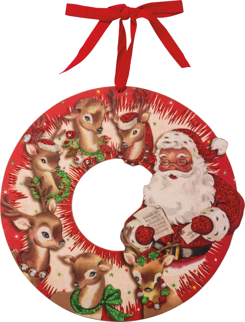 Primitives By Kathy Red Retro Santa Wreath