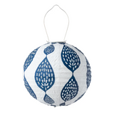Allsop Home & Garden Soji Stella Print and Punch Indigo Leaf Globe 12" Solar Lantern