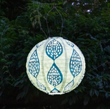 Allsop Home & Garden Soji Stella Print and Punch Indigo Leaf Globe 12" Solar Lantern