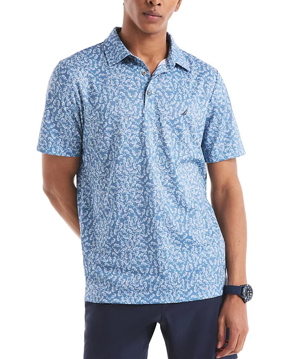 Nautica Mens Seahorse Printed Short Sleeve Golf Polo Shirt