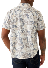 Nautica Mens Short Sleeve Tencel Floral Button Up Shirt