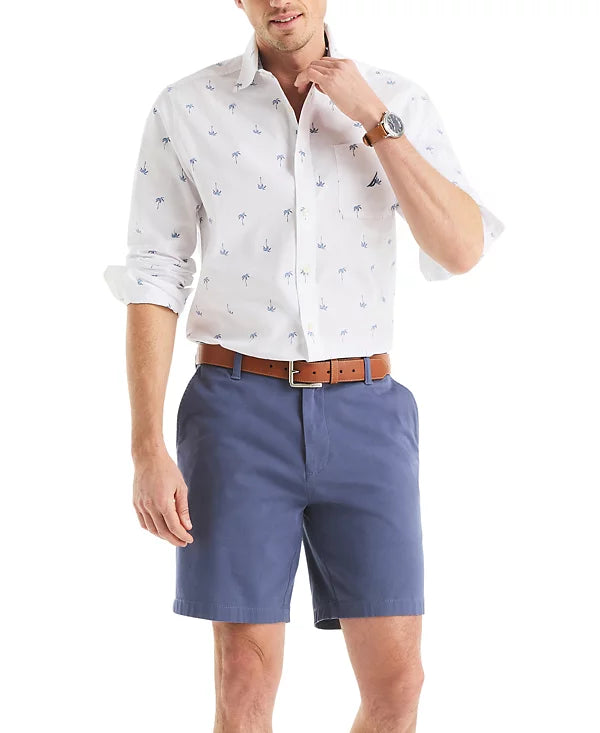 Nautica Mens Printed Oxford Long Sleeve Shirt