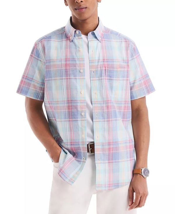 Nautica Mens Plaid Short-Sleeve Shirt