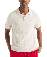 Nautica Mens Sailboat Textured Short Sleeve Polo Shirt