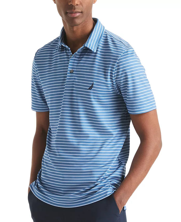 Nautica Mens Navtech Striped Classic Fit Short Sleeve Polo Shirt