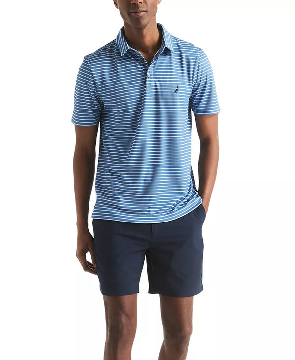 Nautica Mens Navtech Striped Classic Fit Short Sleeve Polo Shirt