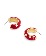 COACH Red Signature C Floral Chubby Hoop Earrings