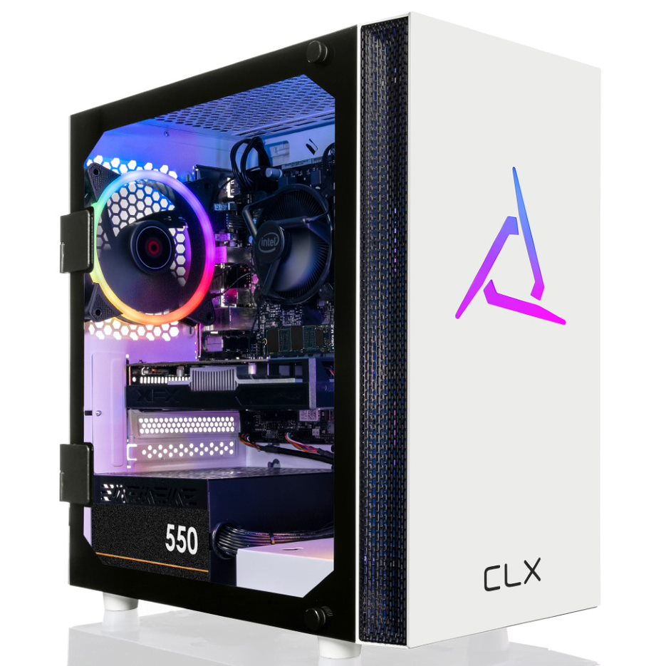 CLX SET Gaming Desktop - Intel Core i5 11400F 2.6GHz 6-Core Processor, 16GB DDR4 Memory, Radeon RX 6400 4GB GDDR6 Graphics, 1TB M.2 NVMe SSD, WiFi, White CLX Edition Sphynx MicroATX Tower RGB Fans, Windows 11 Home 64-bit