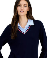 Tommy Hilfiger Women's Twofer V-Neck Long Sleeve Sweater
