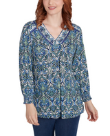 Ruby Rd. Womens Medallion 3/4 Sleeve Knit Top