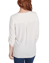 Ruby Rd. Womens Split Neck Embroidered Knit Top