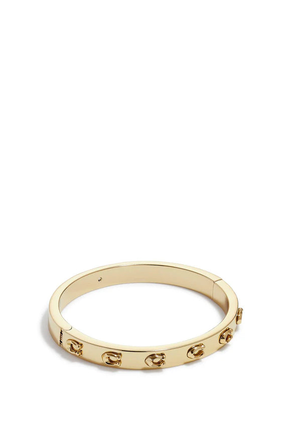 Coach Signature C Hinged Bangle Bracelet - Gold Plated