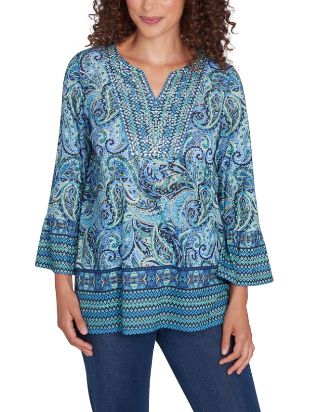 Ruby Rd. Womens Paisley Embellished Knit Top