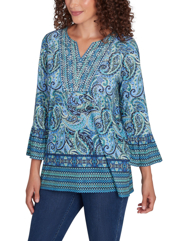 Ruby Rd. Womens Paisley Embellished Knit Top