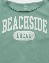 American Eagle Womens AE Off-the-Shoulder Graphic T-Shirt