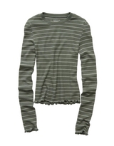 American Eagle Womens AE Sofy & Sexy Waffle Long Sleeve T-Shirt