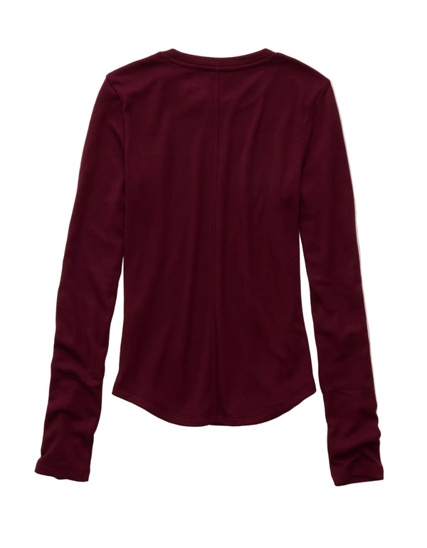 American Eagle Womens AE Long Sleeve Cozy Crew Neck T-Shirt