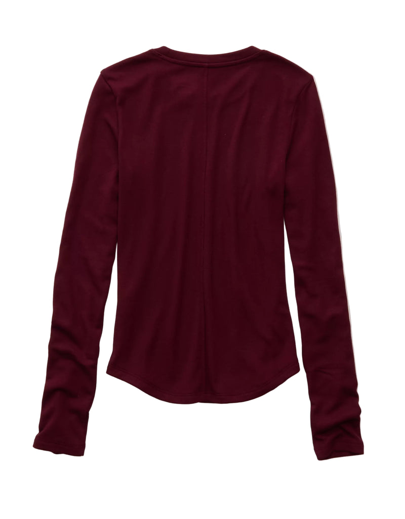 American Eagle Womens AE Long Sleeve Cozy Crew Neck T-Shirt