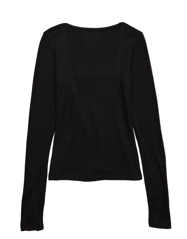 American Eagle Womens AE Long Sleeve Square Neck T-Shirt