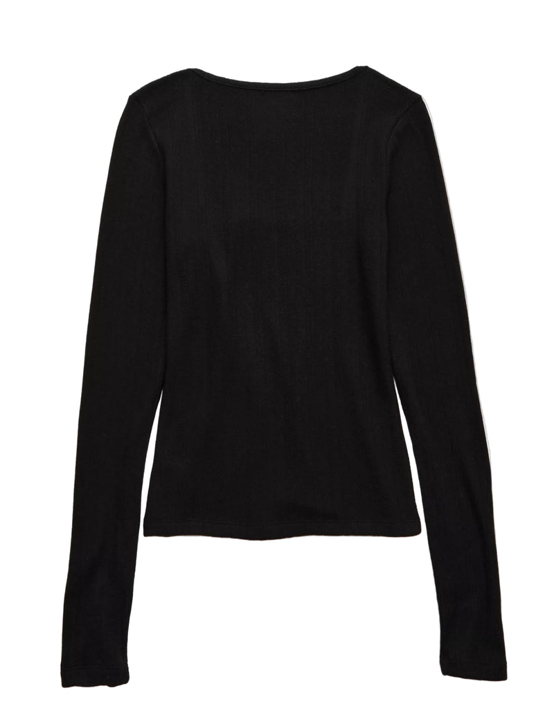 American Eagle Womens AE Long Sleeve Square Neck T-Shirt