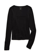 American Eagle Womens AE Long Sleeve Square Neck T-Shirt