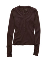 American Eagle Womens AE Long-Sleeve Henley T-Shirt