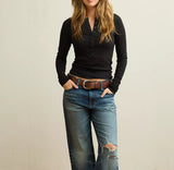 American Eagle Womens AE Long-Sleeve Henley T-Shirt