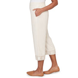 Alfred Dunner Womens Crochet Trim Linen Capri Pants