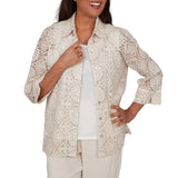 Alfred Dunner Womens Sequin Medallion Two In One Top