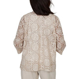 Alfred Dunner Womens Sequin Medallion Two In One Top