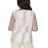 Alfred Dunner Womens Neutral Brushstrokes Mesh Top