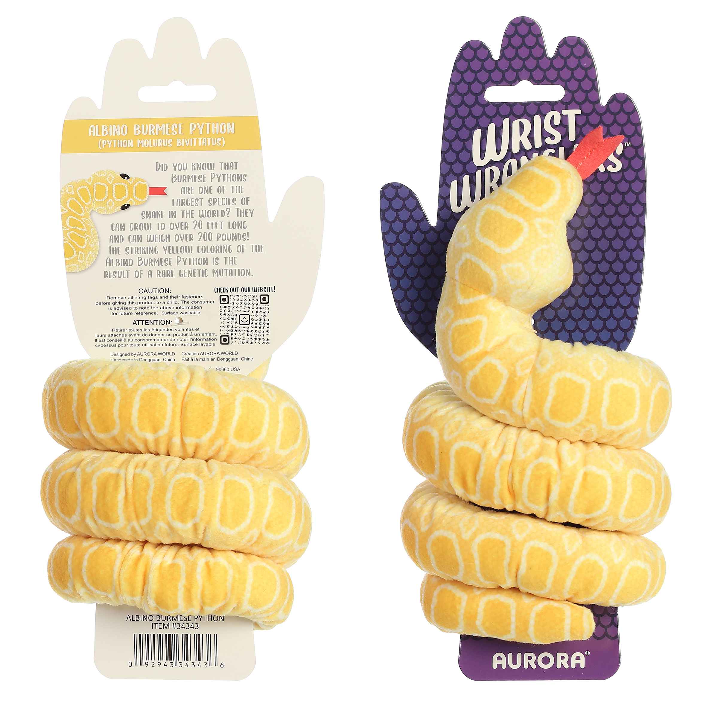 Aurora Snake Wrist Wranglers Albino Burmese Python Plush Toy