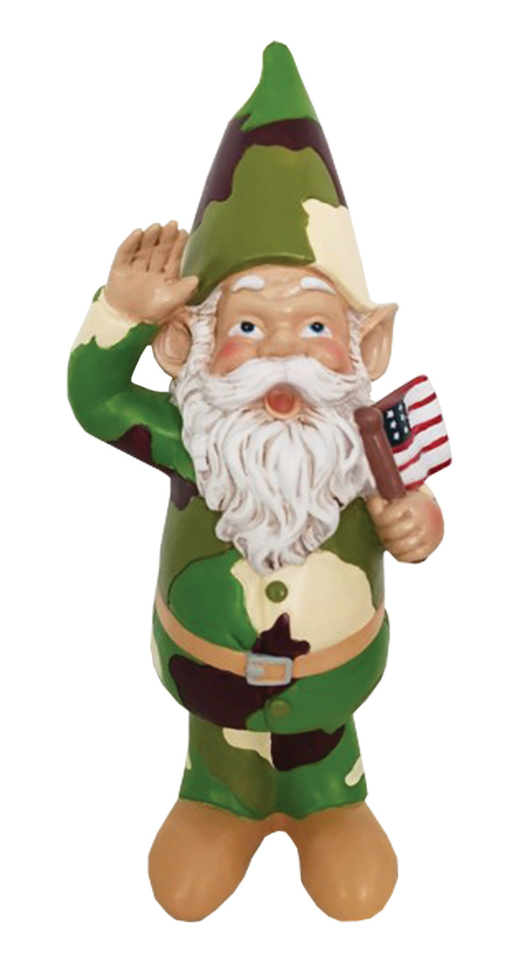 Army 12" Resin Garden Gnome