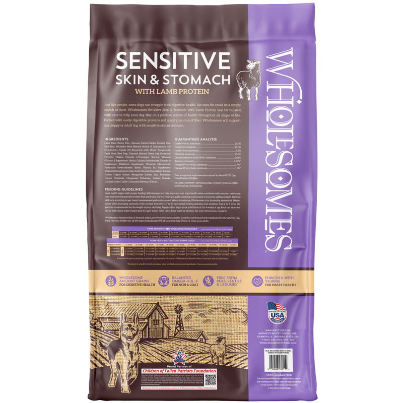 Wholesomes Sensitive Skin & Stomach with Lamb Protein Dog Food - 30 lbs.