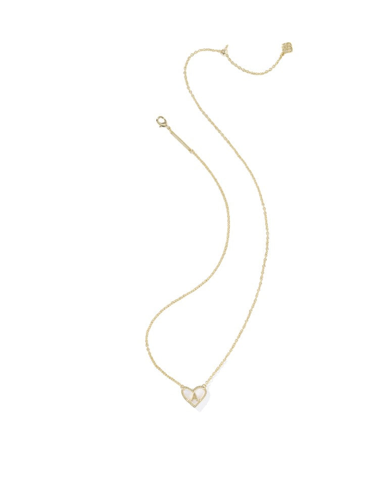Kendra Scott Heart Letter A Gold Ivory Mother of Pearl Short Pendant Necklace