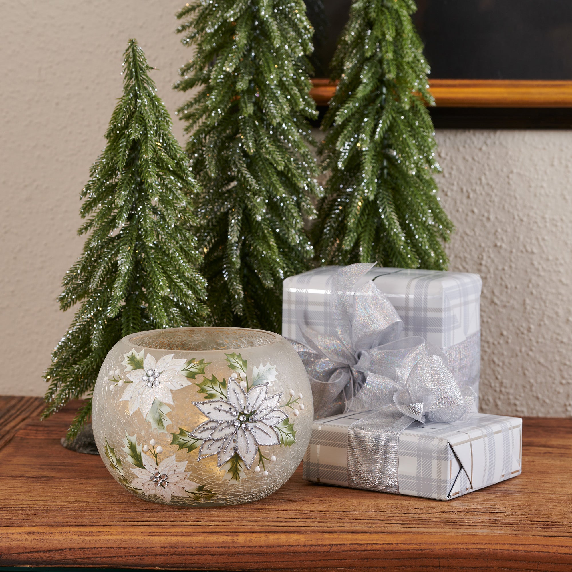 Studio 66 Frosted Poinsettia Light Bowl