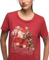 Lucky Brand Womens Coca Cola Santa Tree Graphic Retro T-Shirt