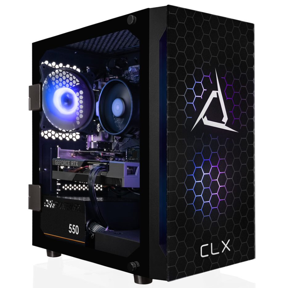 CLX SET Gaming Desktop - AMD Ryzen 5 5500 3.6GHz 6-Core Processor, 16GB DDR4 Memory, GeForce RTX 3050 8GB GDDR6 Graphics, 500GB M.2 NVMe SSD, WiFi, Black CLX Edition Spear MicroATX Tower RGB Fans, Windows 11 Home 64-bit