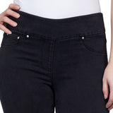 Ruby Rd. Womens Denim-Like Twill Black Ankle Pant