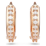 Swarovski Matrix Hoop Earrings - Round cut, White, Rose gold-tone plated