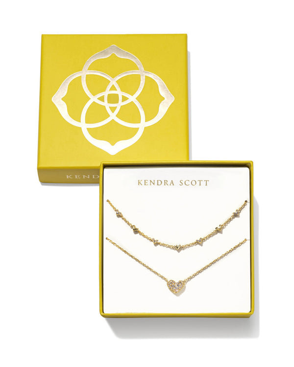 Kendra Scott Ari & Haven White Cubic Zirconia Necklace Gift Set - Gold Plated